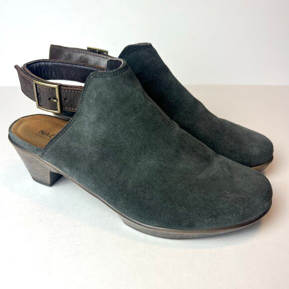 Naot Upgrade Slingback Heeled Suede Bootie Brushed Midnight Blue Sz 9 - Picture 1 of 9